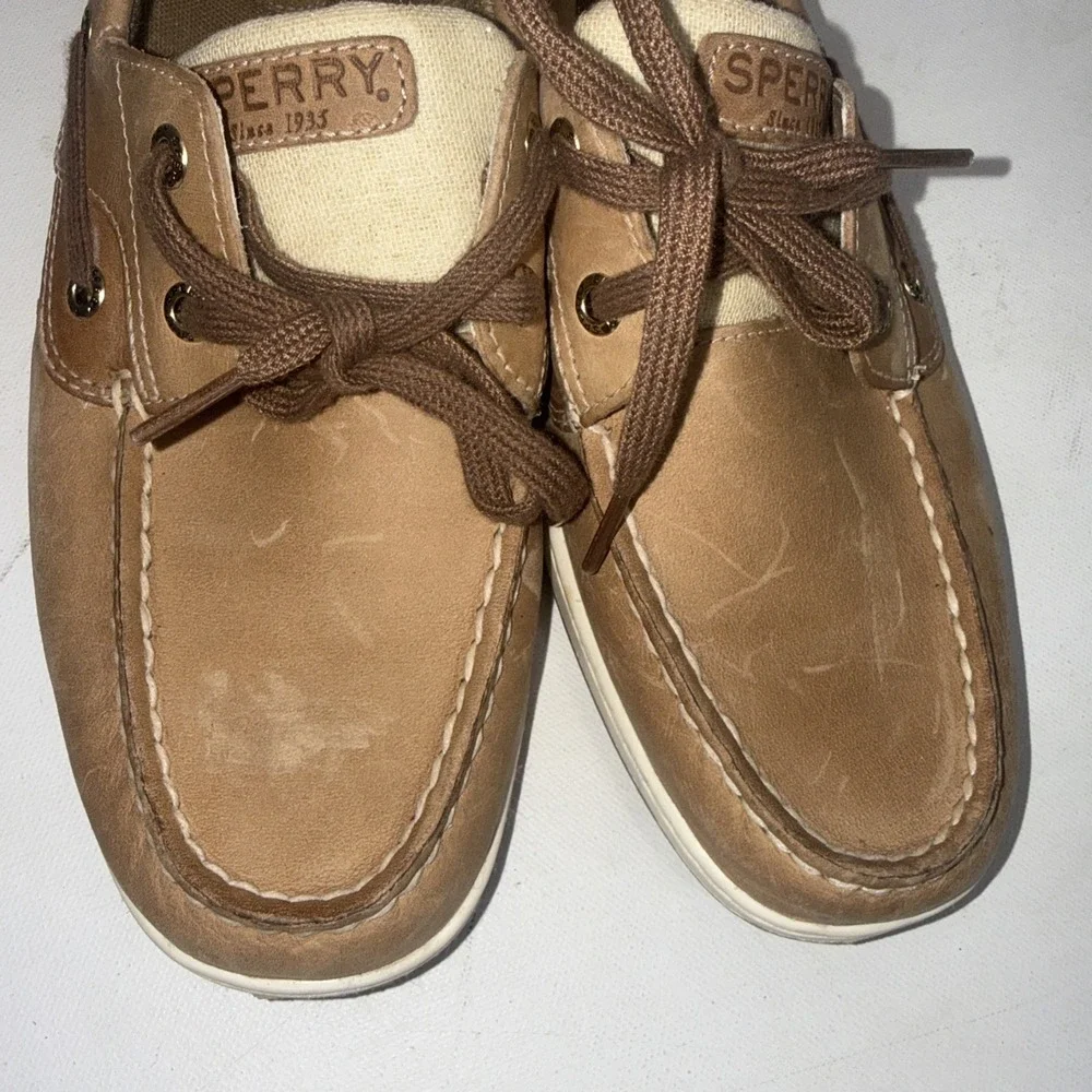 Sperry Bluefish Boat Shoes Linen Tan Old‎ Money Classic Loafers Women's Size 10